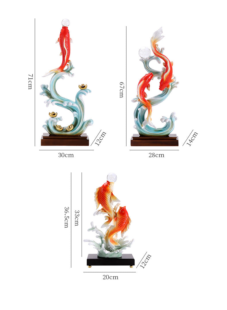 New Chinese Style Koi Fish Ornament, Wealth Attracting Figurine, Auspicious Decor for Living Room, Wine Cabinet & Office, Meaningful Gift