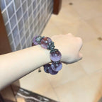 Natural Large Bead Purple Rabbit Hair Crystal Bracelet for Women Bracelet Gift