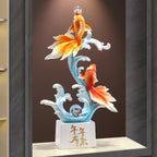 Luxury Large Koi Fish Ornament, Wealth & Abundance Feng Shui Decor, High-end Statue for Entryway, Living Room & Wall Niche, Housewarming Gift