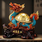Dragon Turtle Feng Shui Ornament, Wealth Attracting Decor for Office Desk, Living Room & Entryway, Business Gift for Grand Opening & Housewarming
