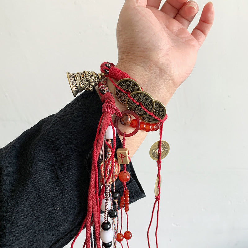 New Chinese Style Tassel Bracelet - Ethnic Tibetan Handwoven Rope | Guochao Ancient Style Accessory