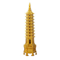 9/13 Layers Brass Wenchang Tower Statue, Feng Shui Pagoda Ornament, Study Desktop Decoration, Career & Academic Luck Home Office Decor