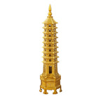 9/13 Layers Brass Wenchang Tower Statue, Feng Shui Pagoda Ornament, Study Desktop Decoration, Career & Academic Luck Home Office Decor