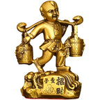 Pure Copper Wealth Bringing Boy Statue, Feng Shui Lucky God of Fortune Figurine, Craft Ornament for Home, Office Desktop & Shop Decor
