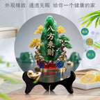 Jade Gourd Ornament, Wealth Attracting Feng Shui Decor, Eight Directions Fortune Tabletop Stand, Lucky Home Decor for Entryway, Living Room & Desk