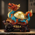 Dragon Turtle Feng Shui Ornament, Wealth Attracting Decor for Office Desk, Living Room & Entryway, Business Gift for Grand Opening & Housewarming