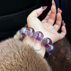 Natural Extra Large Dominant Purple Rabbit Hair Crystal Bracelet for Women, Original Design Nine Purple Li Fire Raw Stone Fortune-Turning Bracelet