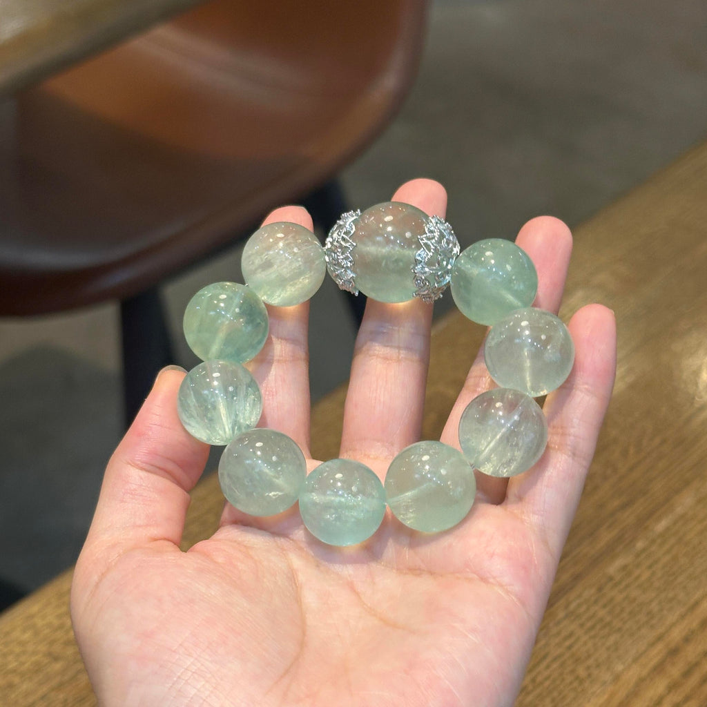 Natural Green Fluorite Bracelet for Women, Single Strand Beaded Jewelry, Delicate Daily Accessory
