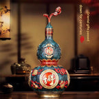 Eight Treasures Gourd Copper Ornament, Handcrafted Hollow Openable Brass Gourd Pendant, Chinese Style Home & Office Decor