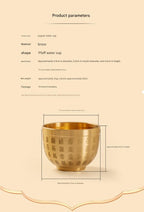 Small Brass Offering Cup for Water or Wine, Chinese God of Wealth & Buddha Altar Supply, Home Tabletop Decoration