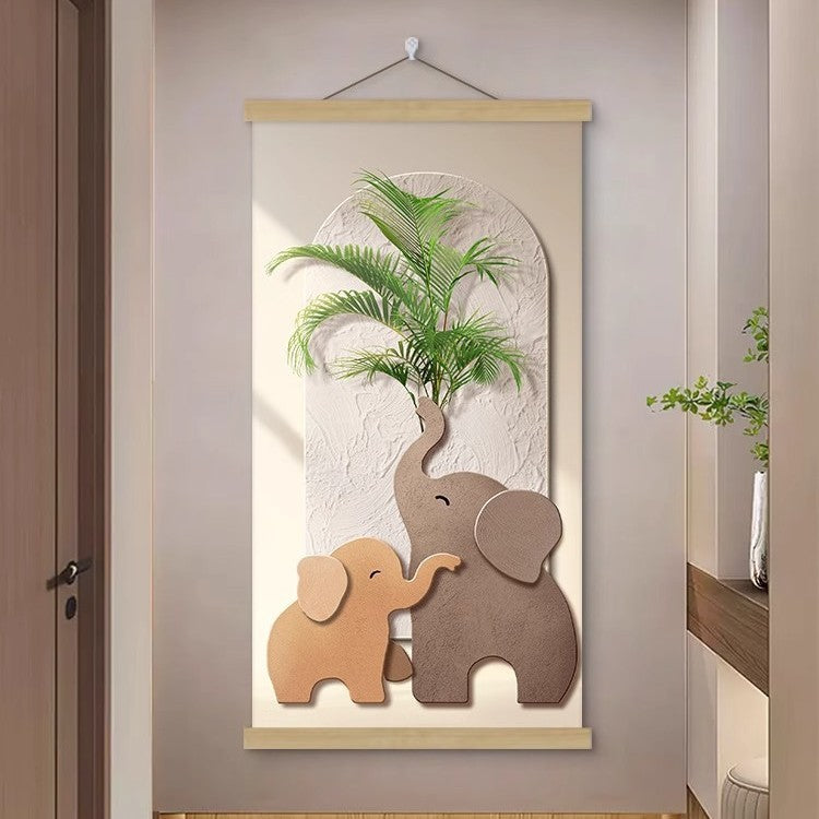 New Chinese Style Scroll Wall Hanging, Auspicious Entryway Tapestry Decor, Warm Home Corridor Wall Art for Front Door