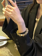 Natural Yellow Azeztulite Bracelet for Women, Large Size Citrine Beads,  Luxury Niche Delicate Jewelry