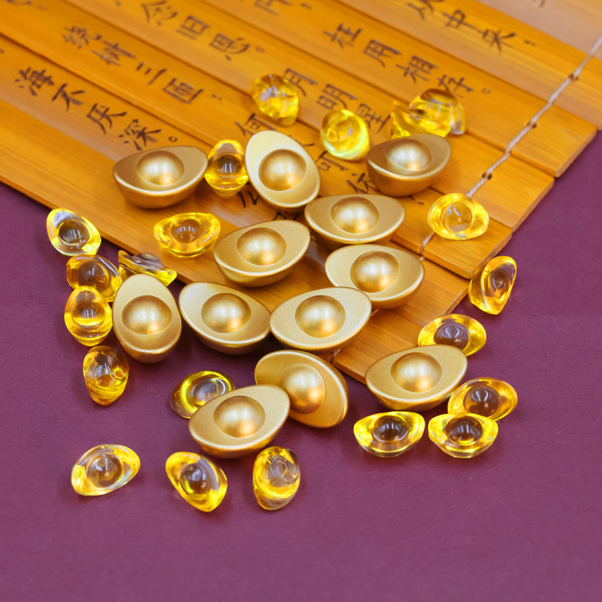 Solid Gold Ingot Ornaments, Mini Yuanbao Statues, Feng Shui Decor for God of Wealth Worship, Home Wealth & Treasure Decoration