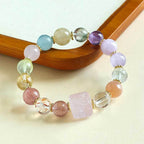 Premium Nine-Tailed Fox Amethyst Aquamarine Multi-Stone Bracelet, Elegant High-End Beaded Strand