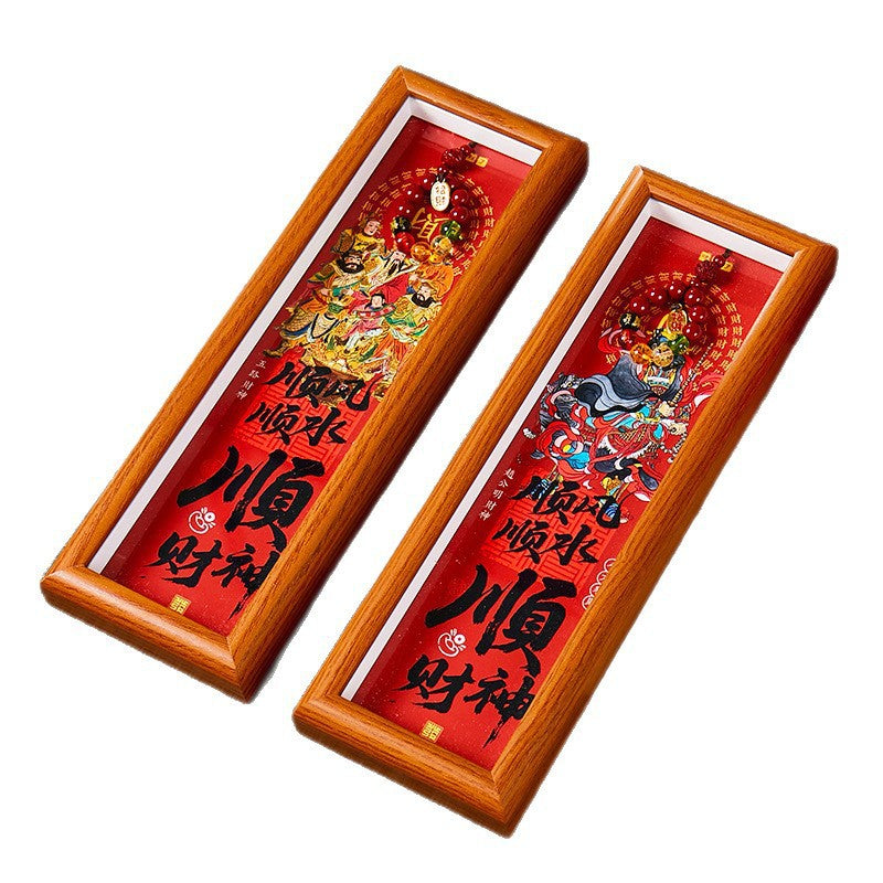 Five-way God of Wealth Photo Frame Ornament, Heavenly Blessing Feng Shui Decor, Fortune Desktop Display for Home Office