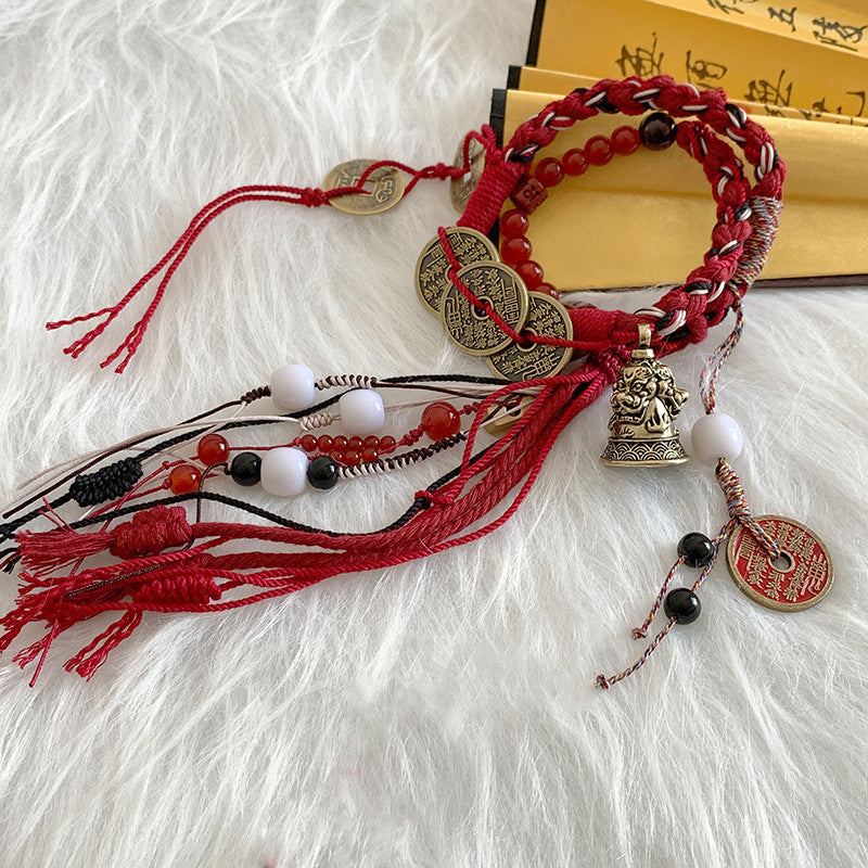New Chinese Style Tassel Bracelet - Ethnic Tibetan Handwoven Rope | Guochao Ancient Style Accessory