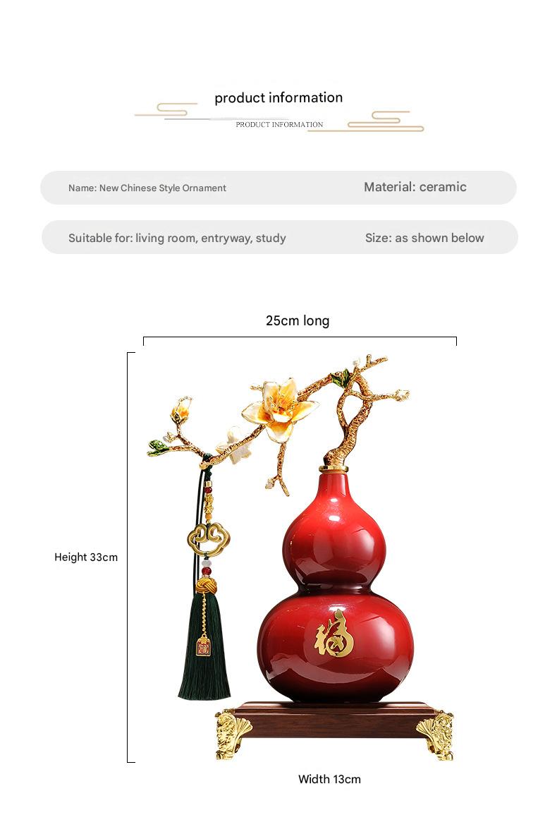 Magnolia Gourd Ornament, Luxury Chinese Style Decor, Hallway Cabinet Desktop Art Deco, Housewarming Gift