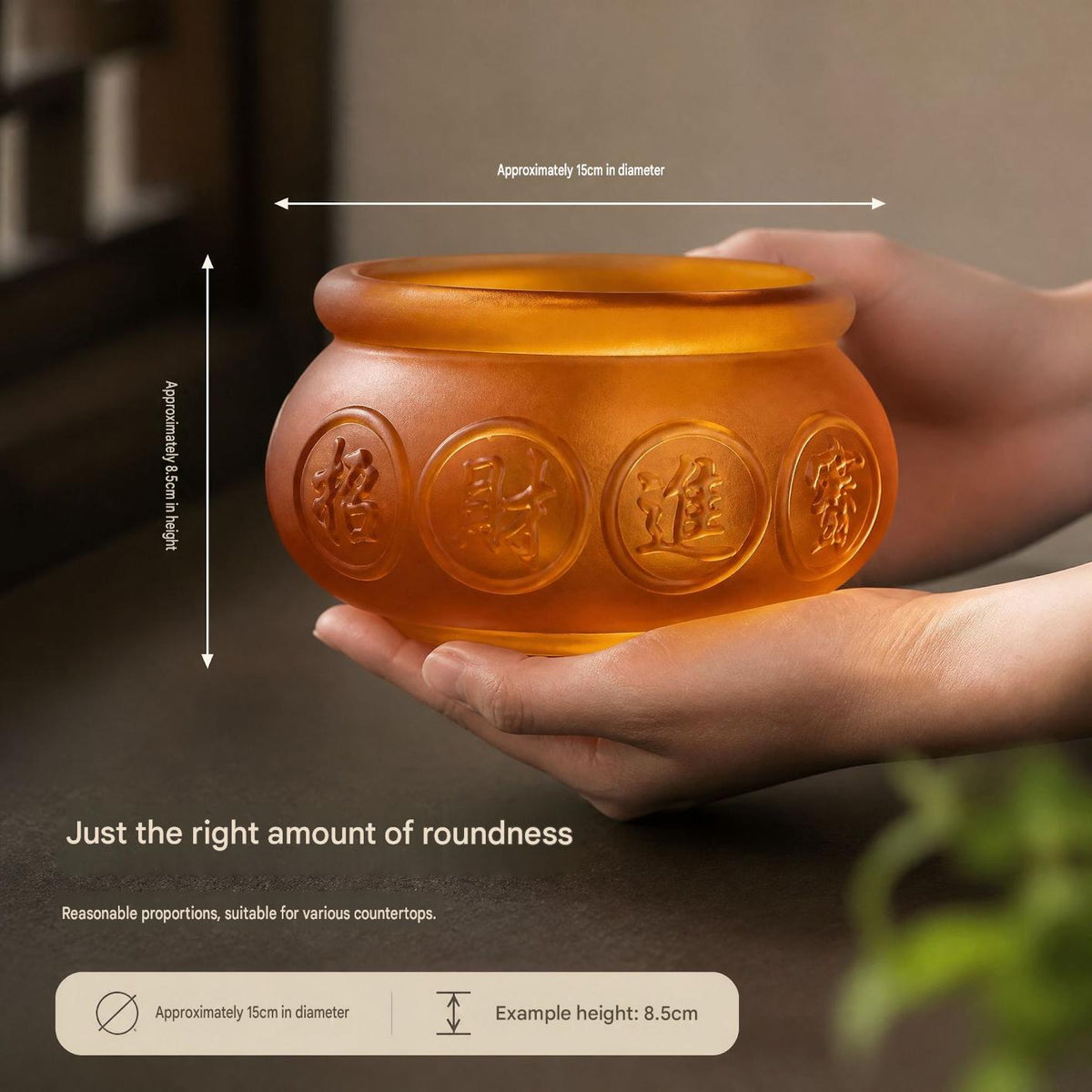 Liuli Treasure Bowl Incense Burner, Lucky Feng Shui Ornament, Wealth Attracting Decorative Censer, Auspicious Home Decoration & Gift