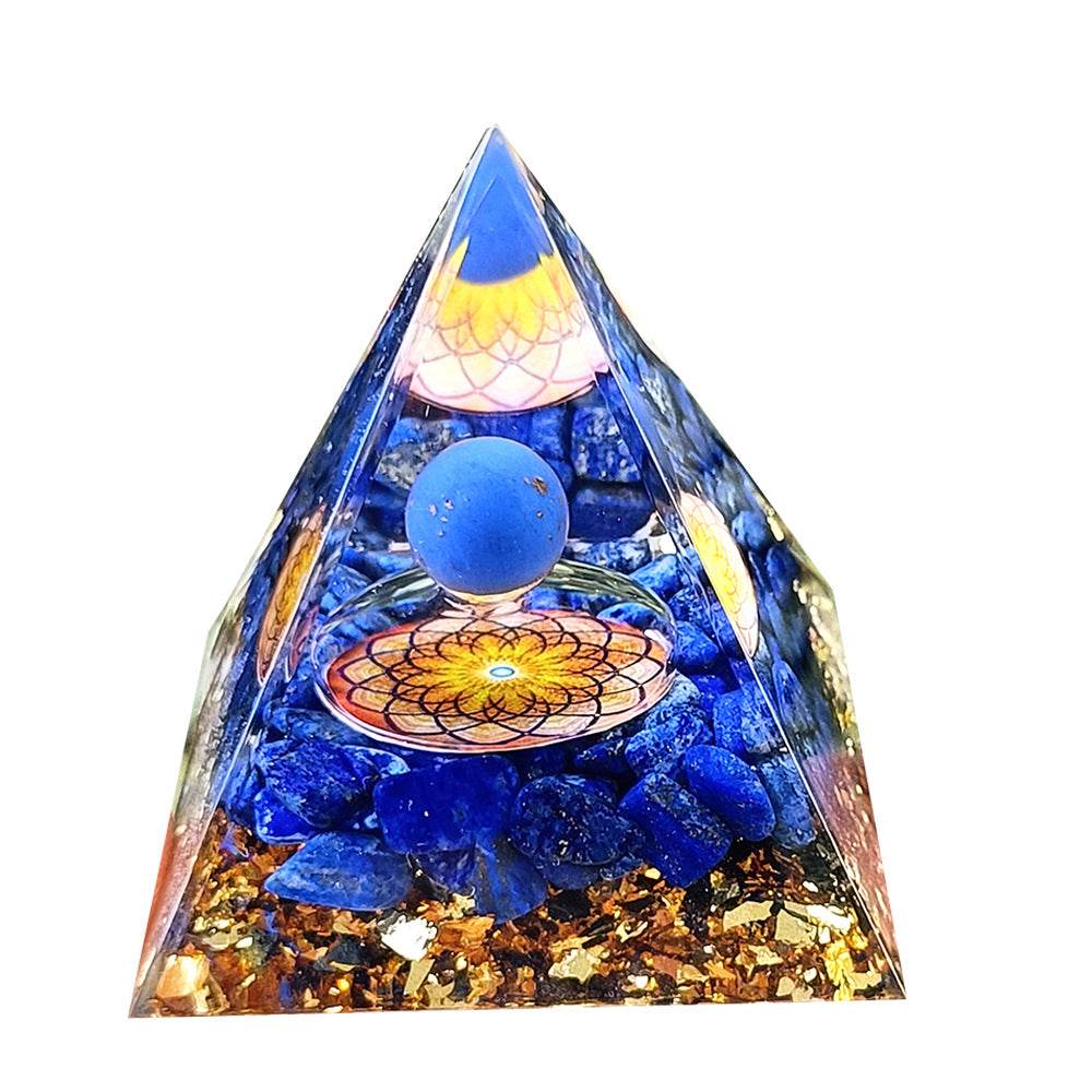Resin Crystal Chip Pyramid Ornament, Handmade Craft for Home & Office Decor, Ideal Gift