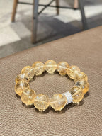 Natural Yellow Azeztulite Bracelet for Women, Large Size Citrine Beads,  Luxury Niche Delicate Jewelry