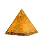 Yellow Crystal Wealth Pyramid Ornament, Energy Healing Feng Shui Decor for Home Office Shop, Attract Abundant Fortune Display