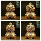 Nine Turns Qiankun Ding Brass Ornament, Dragon Mascot Statue for Living Room & Office, Prosperity Decor for Store Opening Housewarming Gift