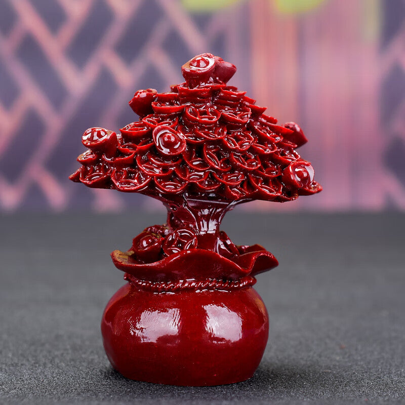 Purple Cinnabar Fortune Tree Ornament, Smooth Sailing Lucky Money Tree Decor, Home & Car Interior Display