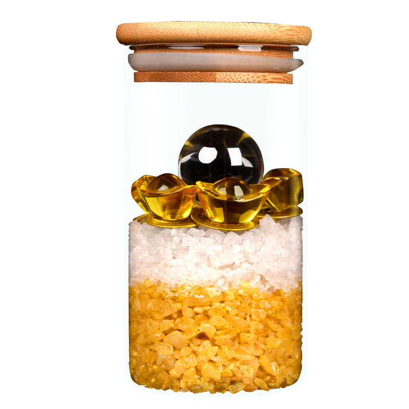 Anrenshui Feng Shui Glass Bottle Ornament with Six-Emperor Coins, Home Decor for West-Facing Bedhead & Northwest Toilet, Bedroom Living Room Lucky Decoration
