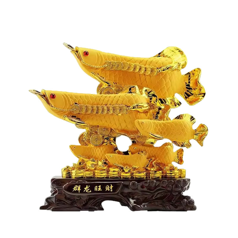 Luxury Multi-Dragon Golden Fish Decor, Elegant Art Ornament for Home Office Shop Decoration, Ideal Gift for Store Grand Opening