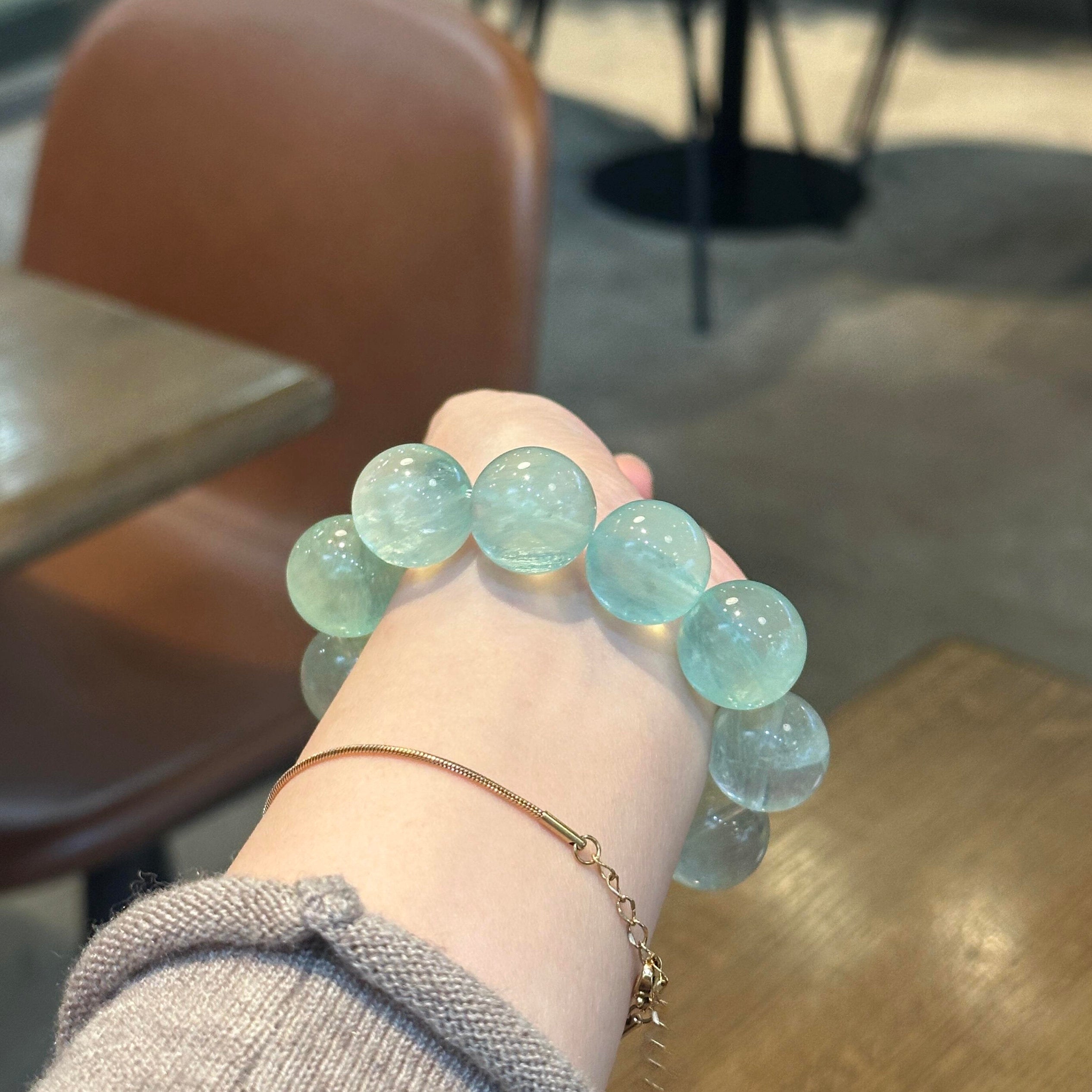 Natural Green Fluorite Bracelet for Women, Single Strand Beaded Jewelry, Delicate Daily Accessory