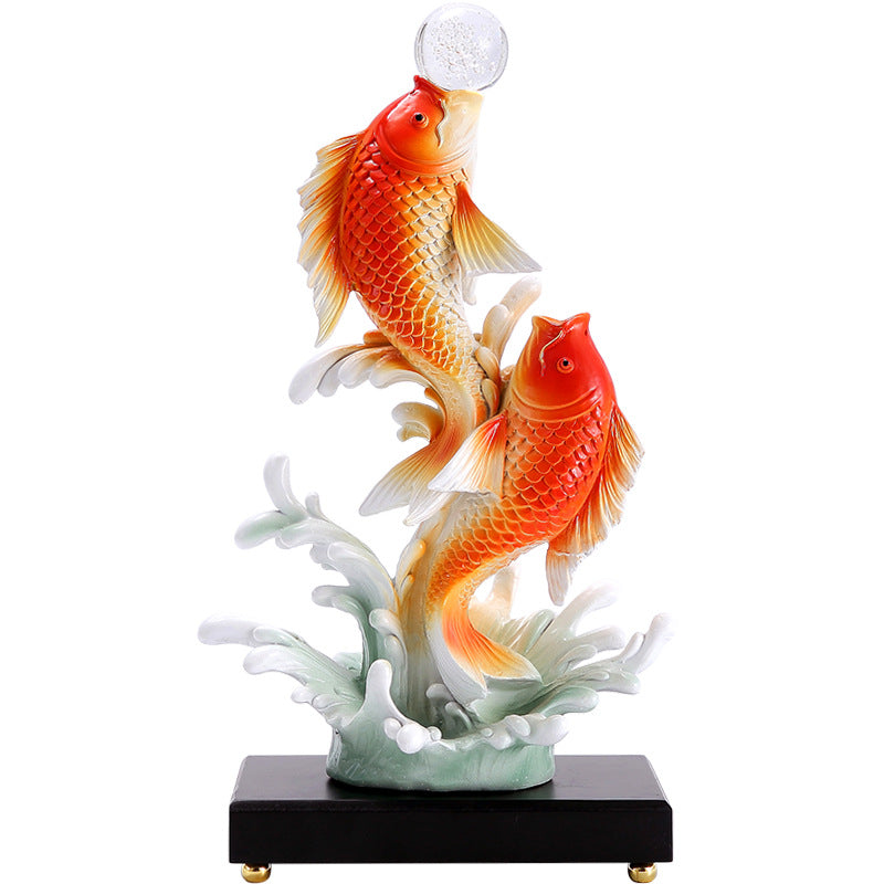 New Chinese Style Koi Fish Ornament, Wealth Attracting Figurine, Auspicious Decor for Living Room, Wine Cabinet & Office, Meaningful Gift