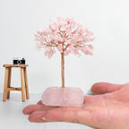 Rose Quartz Crystal Tree of Life - Chakra Tree, Feng Shui Decor - Handmade Gemstone Christmas Tree, Good Luck Money Tree Bonsai, Home Desktop Decoration Simulation Tree, Pink Crystal, Spiritual Gift
