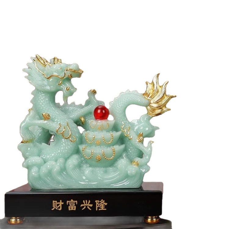Zodiac Dragon Statue with Treasure Bowl, Wealth Attracting Dragon Figurine for Home Living Room Wine Cabinet Office Decor, Ideal Business Opening & Housewarming Gift