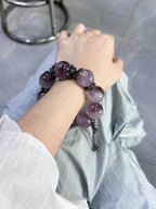 Natural Large Bead Purple Rabbit Hair Crystal Bracelet for Women Bracelet Gift