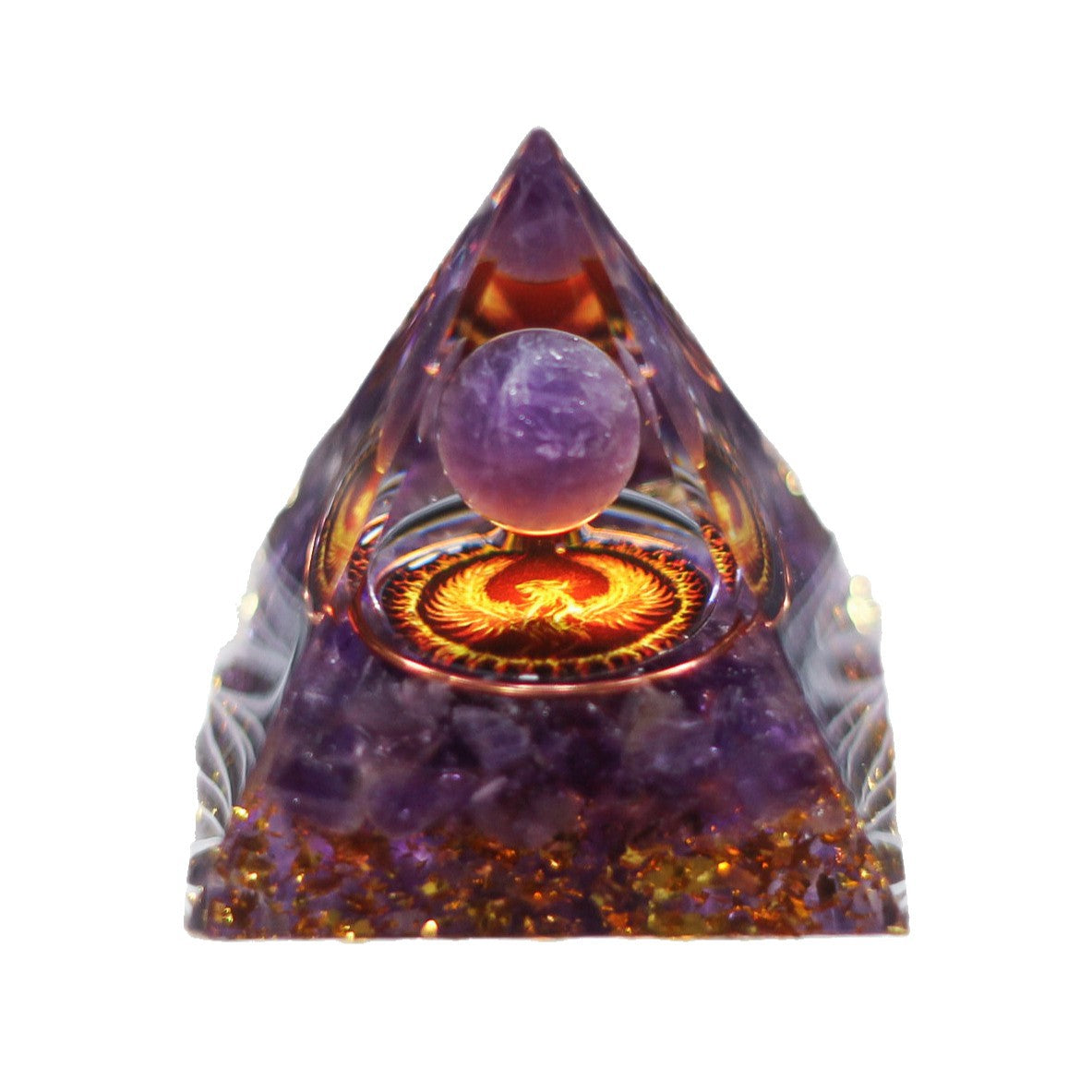 New Arrival Natural Crystal Chip Resin Pyramid, Handmade Desktop Craft Ornament for Home & Office
