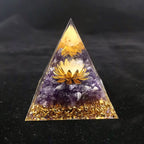 Amethyst Resin Pyramid, Handmade Craft Ornament for Home & Office Desktop Decor
