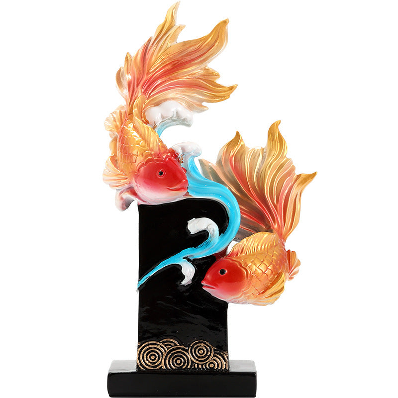 Koi Fish Feng Shui Ornament, Symbolizing Abundance & Smooth Sailing, Wealth Attracting Home Decor for Living Room, Wine Cabinet, TV Stand, Housewarming Gift