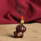 Sandalwood Zodiac Horse Wealth Car Keychain Bag Pendant
