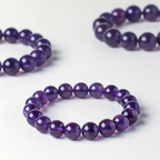 Natural Uruguay Amethyst Beaded Bracelet for Women & Men, Luxury Purple Crystal Jewelry