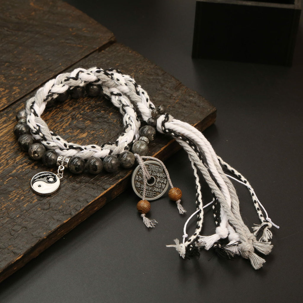 Handmade Braided Tai Chi Charm Bracelet | New Chinese Retro Tibetan National Trend Jewelry