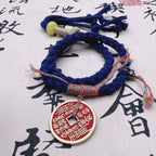 New Chinese Style Cinnabar Mountain Ghost Coin Double Wrap Bracelet Semi-Finished Handmade Rope