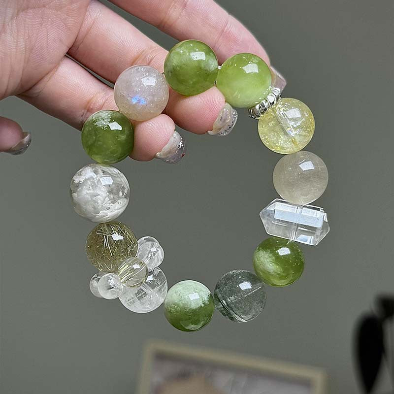 Natural Green Phantom Rutilated Quartz Bracelet