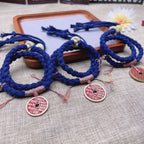 New Chinese Style Cinnabar Mountain Ghost Coin Double Wrap Bracelet Semi-Finished Handmade Rope