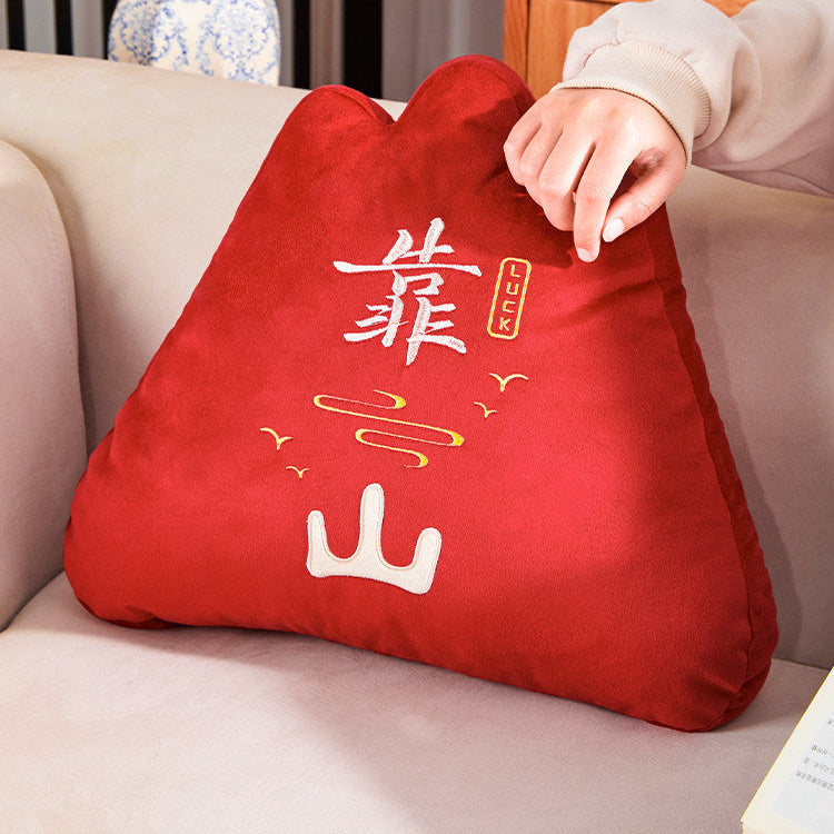 Embroidery Mountain Pattern Back Support Pillow, Creative Lumbar Cushion, Waist Rest Pillow for Office Chair & Car Seat Decor
