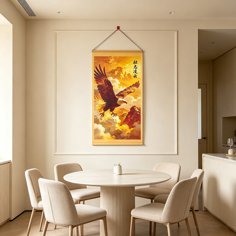 Nuevo Pergamino Colgante "Ambición Elevándose Alto", Gran Prospecto Arte de Pared Estilo Chino, Decoración para Sala de Estar, Entrada, Oficina y Pasillo