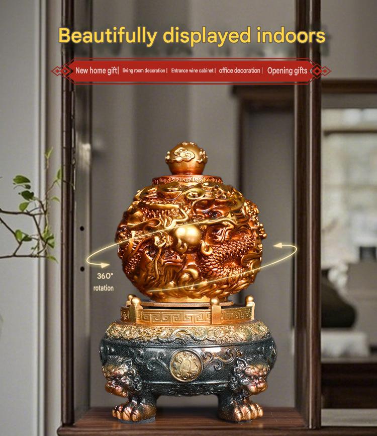 Rotatable Qiankun Ding Bronze Statue, Oriental Craft Tabletop Decoration for Home Entrance Boss Office, Prosperity Gift for Company Grand Opening Bulk Supply