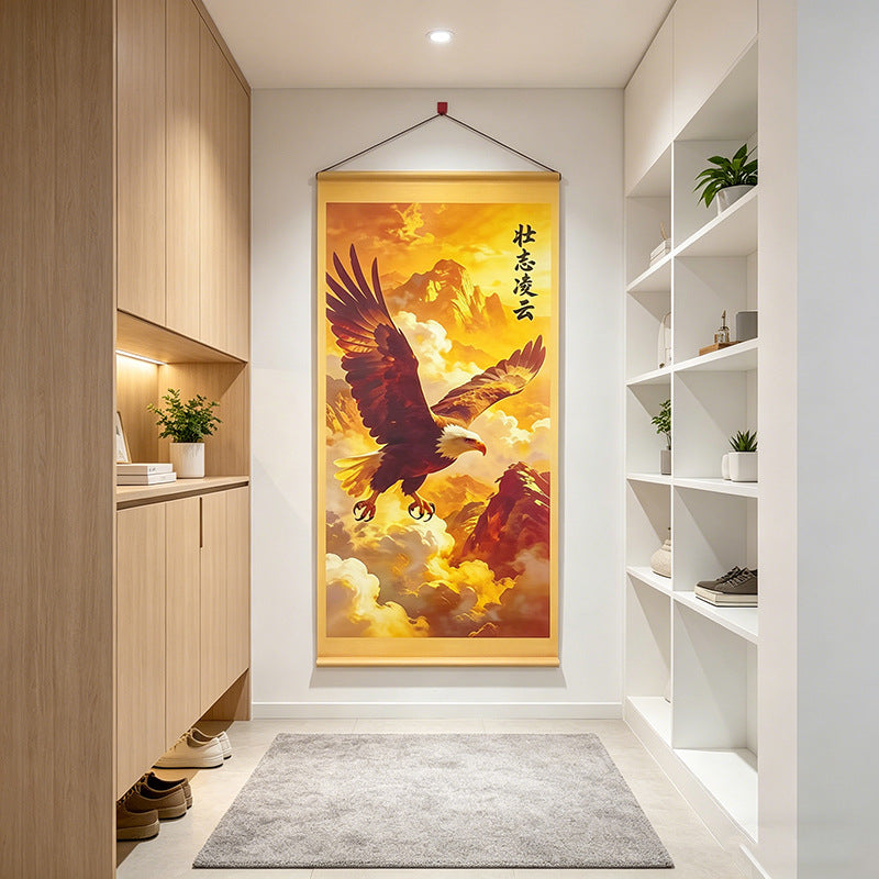 Nuevo Pergamino Colgante "Ambición Elevándose Alto", Gran Prospecto Arte de Pared Estilo Chino, Decoración para Sala de Estar, Entrada, Oficina y Pasillo