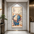 Chinese Style Maitreya Buddha Painting, New Chinese Wall Art, Blessing Wall Hanging for Entryway, Tea Room & Dining Room Decor