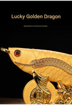 Golden Dragon Fish Ornament, Electroplated Gold Resin Craft, Creative Fortune Fish Statue, Business Opening Gift for Office & Store