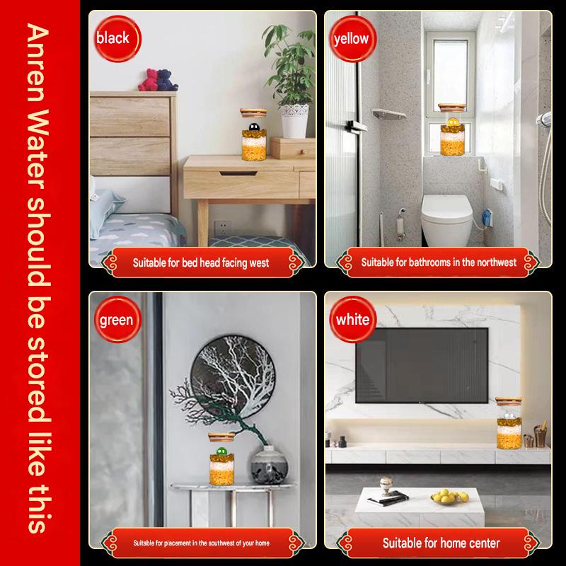 Anrenshui Feng Shui Glass Bottle Ornament with Six-Emperor Coins, Home Decor for West-Facing Bedhead & Northwest Toilet, Bedroom Living Room Lucky Decoration